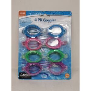 Swimgear 4 Pk Child Swim Goggles Pc Lens, Adj Strap, Latex Free Multicolor